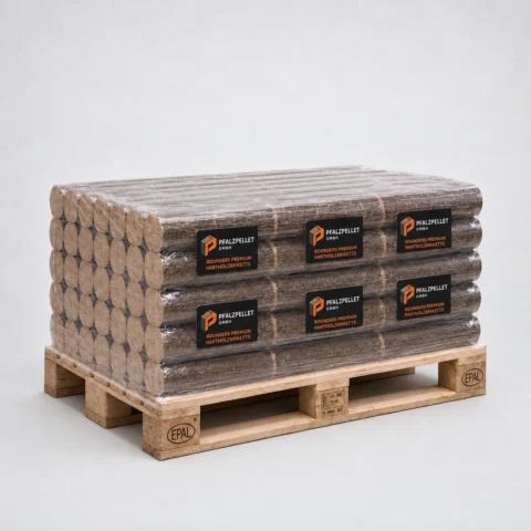 Rounders Premium – Hartholzbriketts (reine Buche) – halbe Palette 480 kg