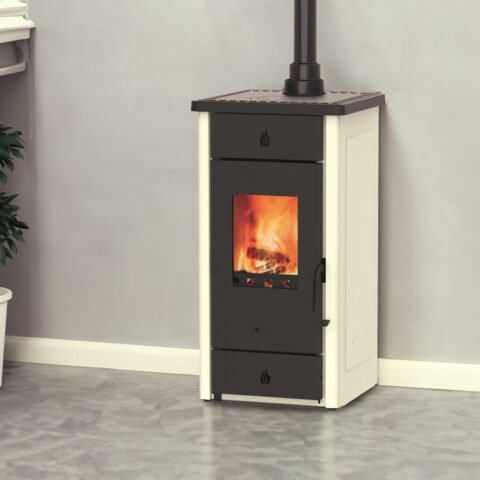 Wamsler Luke Kaminofen 8 kW mit Kochplatte – Weiß