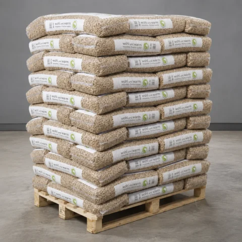 wohl und warm Holzpellets, 6 mm, Sackware – Palette 990 kg